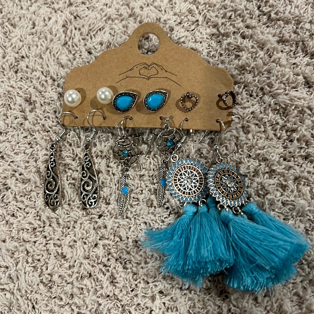 6 pairs of boho earrings